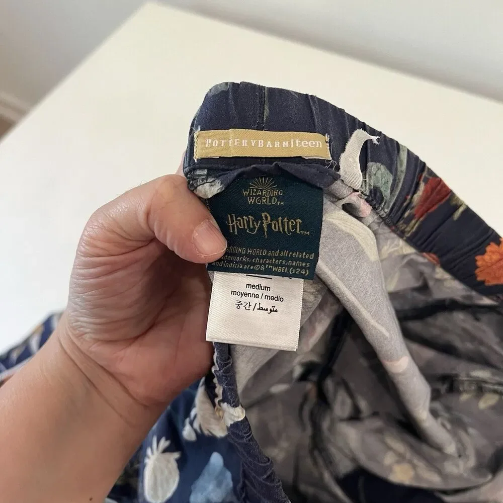 Pottery Barn Teen HARRY POTTER Herbology 2 Pc Cotton Pajamas  Owls Magic Size M